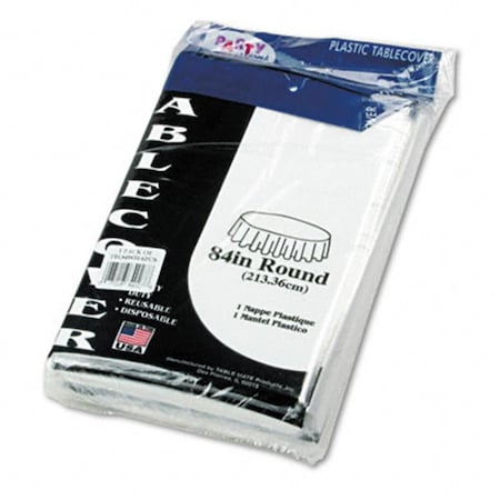 Tablemate Table Set Round Table Cover  Plastic  84   Diameter  White, 6PK TA32942